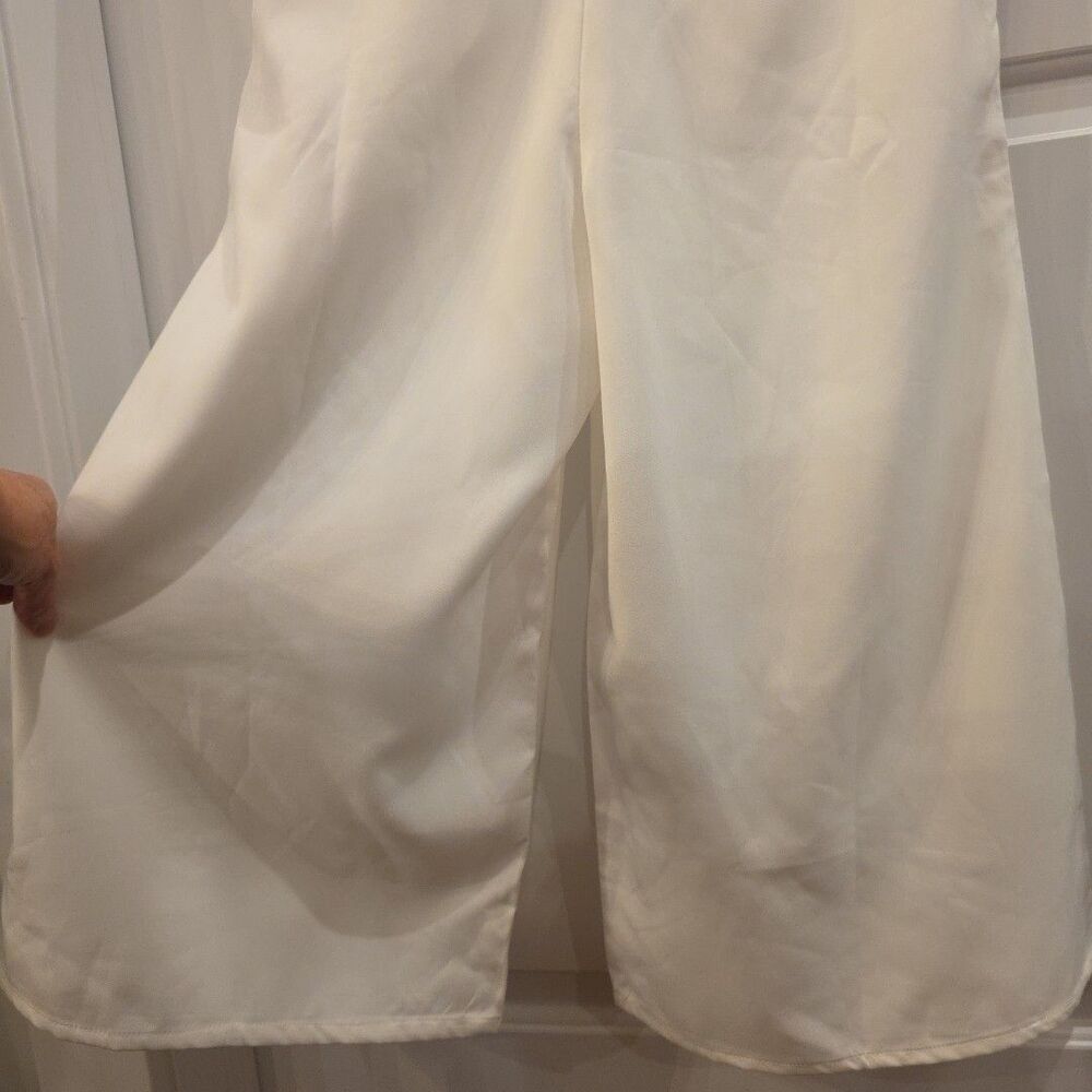 MISSLOOK S Cream Asian-Inspired Retro Mockneck Sleeveless‎ Wide Leg Jumpsuit - Picture 7 of 7